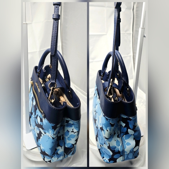 Michael Kors Hailee XS Crossbody Satchel in Navy Floral with Gold-tone Hardware - Picture 4 of 16